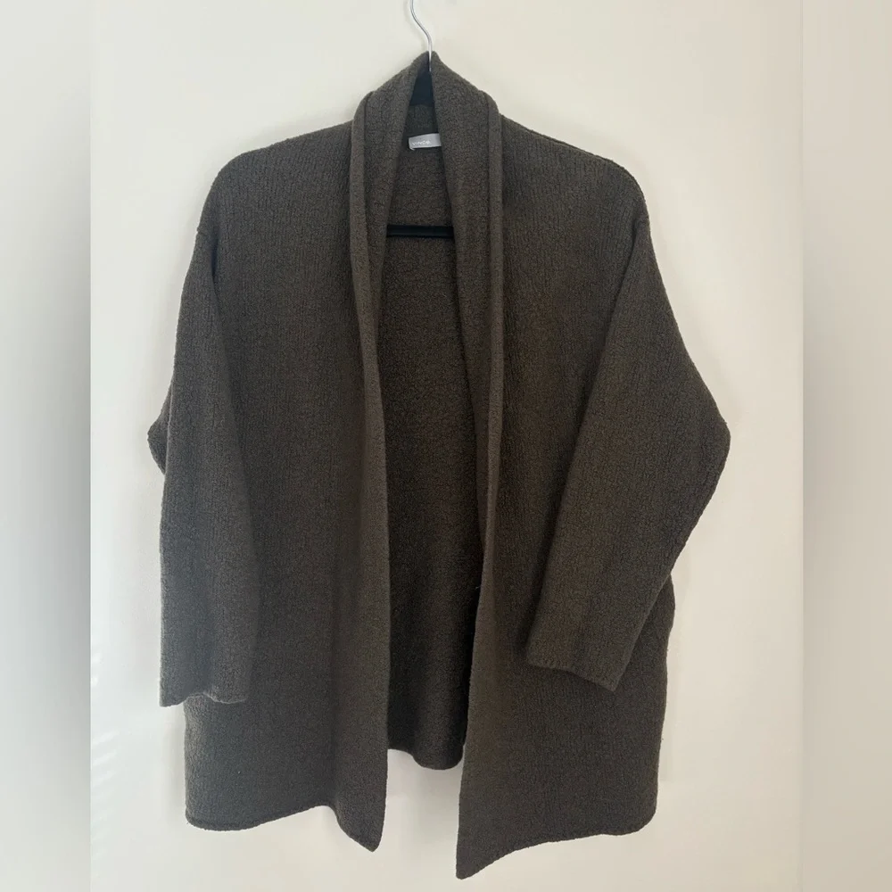 Vince Grey Wool Blend Open Front Cardigan Size S Quiet Luxury - Picture 2 of 9
